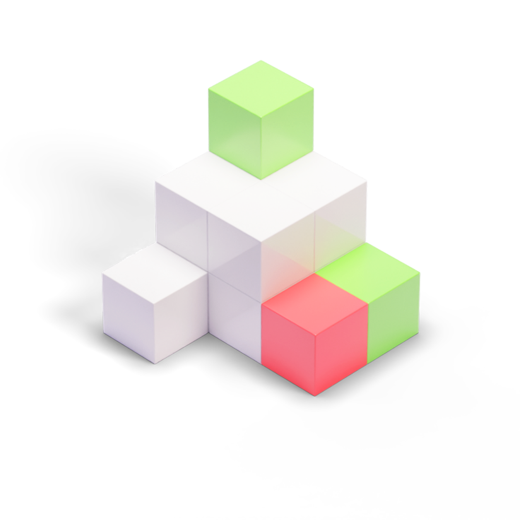 Cubes highlighting added and removed access — the diff to reconcile.